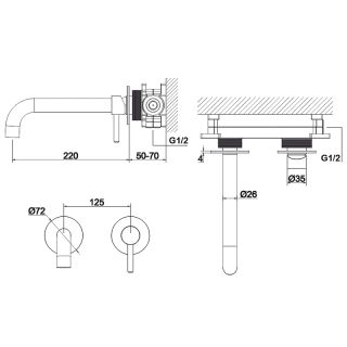 Смеситель для раковины встраиваемый Whitecross Y Y1215NIB никель брашированный